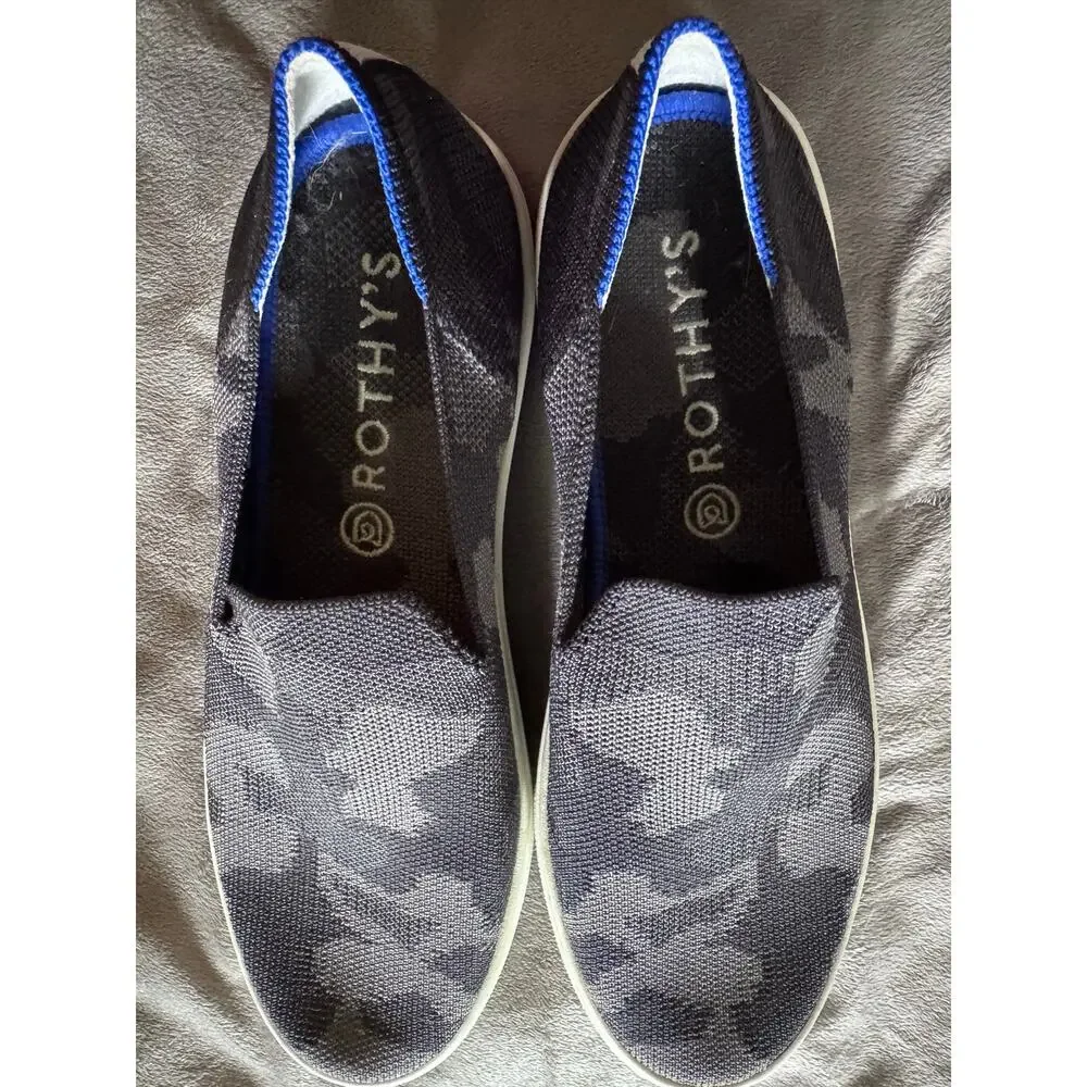 Rothy's The Sneaker In Gray Camo Women's Size 8 Pull On Slip On Tennis Shoes